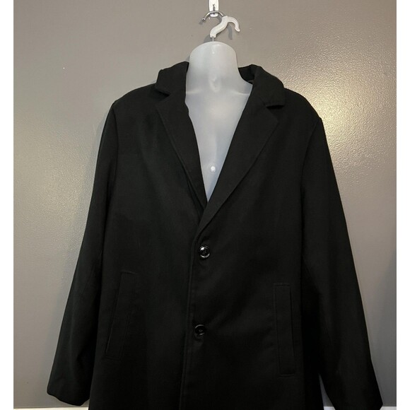 Fashion Nova Men Coat Mens 2XL Black Classic Overcoat Long Dressy Jacket Poly - Picture 2 of 14